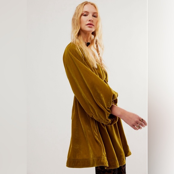 Free People Portia Velvet Mini in Olive Bitters Size Small NWT - Picture 5 of 9